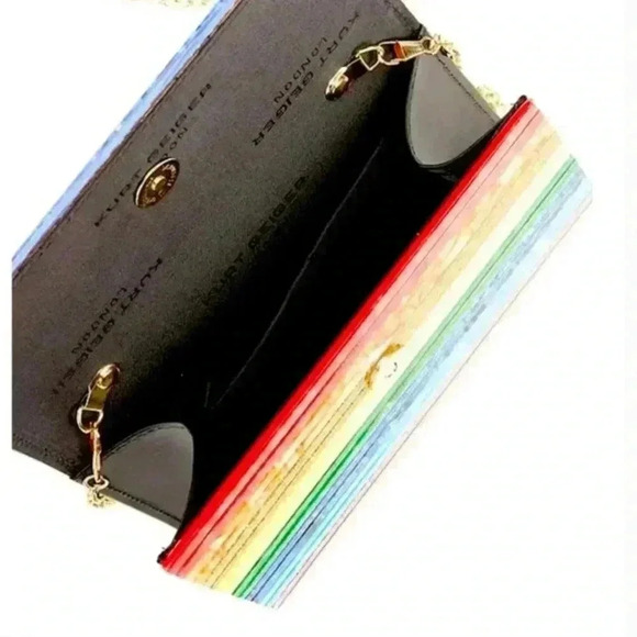 Kurt Geiger London Party Multi Stripe Rainbow Glitter Envelope Clutch RARE - Picture 7 of 13